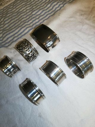 Antique Solid Silver Napkin Rings X 6
