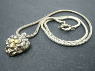 Fine Vintage Jewelry Sterling Silver 18kt Gold Bill Blass Pendant And Necklace