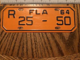 1964 Florida Motorcycle License Plate Vintage Antique Indian 25 50