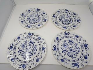 Vtg Johnson Brothers England Blue Onion 4 Dinner Dish Plate Set Saxony 358