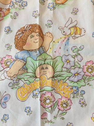 Vintage 1983 Cabbage Patch Kids Twin Bed Flat Sheet Only Cutter Fabric Sewing