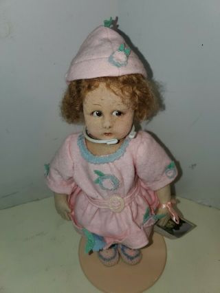 12 " Vintage Lenci Girl Doll In Pink Dress