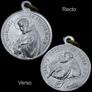 Vintage Medal St Francis Of Assisi And Saint Anthony Antoine De Padoue France