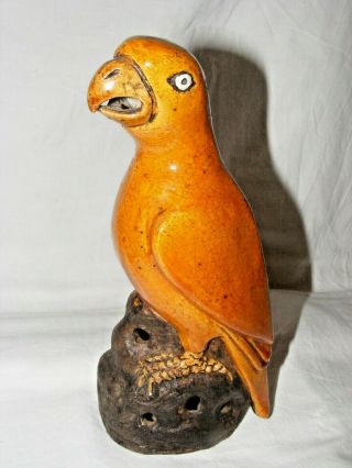 Antique Chinese Tang Sancai Pottery Parrot / Bird Honey Glaze 9 Inches High
