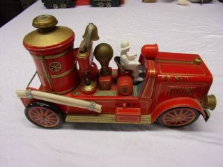 Vintage Modern Toys Fire Truck Tin Litho Battery Operated Japan