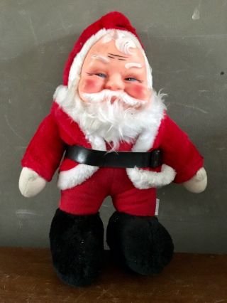 Vtg 13” 1984 Rubber Plastic Face Santa Claus Stuffed Plush Figure A - 1 Novelty
