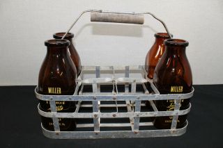 Vintage Abbitts 1 Quart Milk Bottle Carrier Aluminum Holds 8 Bottles You Get 4