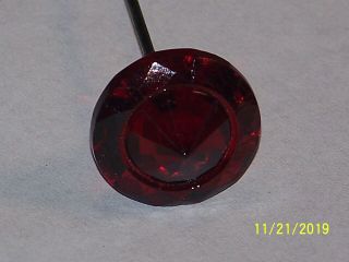 Vintage Ruby Color Glass Hat Pin Stick Pin