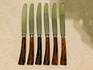 Vintage Bakelite E.  Parker&sons Sheffield Stainless Steel Knives - (6)