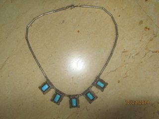 Awesome Vintage Southwestern Sterling Silver & Turquoise Necklace w/ 5 Pendants 3