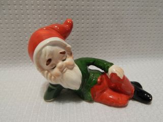 Vintage Christmas Ceramic Elf Figurine Japan Gnome Decoration Santa Hat Gnome