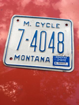 Montana Motorcycle License Plate Vintage Ahrma 7 Kalispell Flathead Lake Bigfork