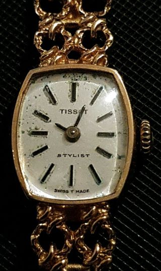 Vintage Antique Tissot Ladies Solid 9ct Gold Watch & Strap Double Lock 375 21.  2g