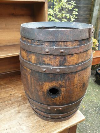 Vintage Rustic French Beer Barrel Ale Wood With Iron Straps Antique Old