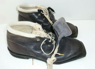 Vintage Alfa Vulc Fleece Lined Leather 3 - Pin Cross Country Ski Boots Eu 44 Us 10