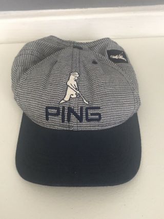 Vintage Ping Golf Hat Cap Black Hook Loop Adjustable Made In Usa