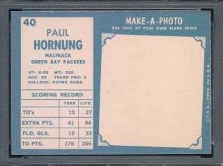 STUNNING PSA 8 NM - MT PAUL HORNUNG HOF VINTAGE 1961 TOPPS 40 NFL GB PACKERS CARD 2