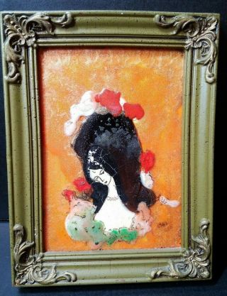 Framed Vintage Abstract Mixed Media On Board Woman Modern Art By Carol Lee