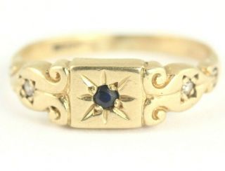 9ct Gold Antique Sapphire And Diamond Ring