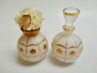 Vintage White & Gold Frosted Perfume Bottle Irice Import West Germany