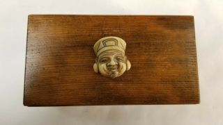 Vintage Netsuke Carving On Trinket Box Netsuke Hand Carved Figure