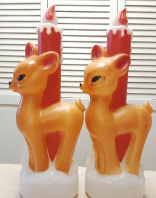 2 Vintage Christmas Reindeer Empire Blow Molds Tabletop Decorations