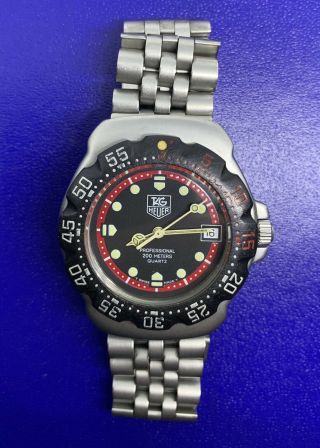 Tag Heuer 200 Meters Wa1210 Professional Watch Mens /womens Midsize Blue Red