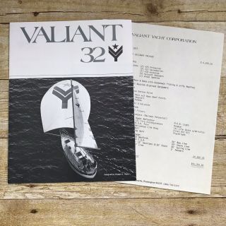 Vintage Sailboat Boat Dealer Sales Brochure Valiant Yacht Co 32 1977 Price List