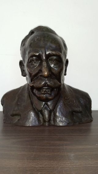 Vintage Bronze Bust Of Gentleman - Thick Mustache - Signed - Levy? - 1916
