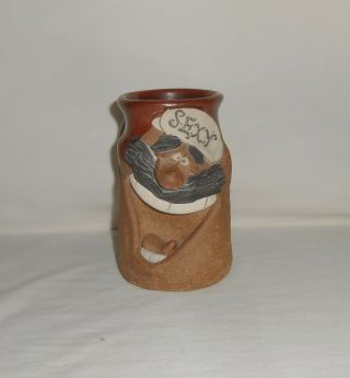 Vintage Mahon Made Stoneware Pottery Clay 3d Funny Face Man “sexy” Mug Stein