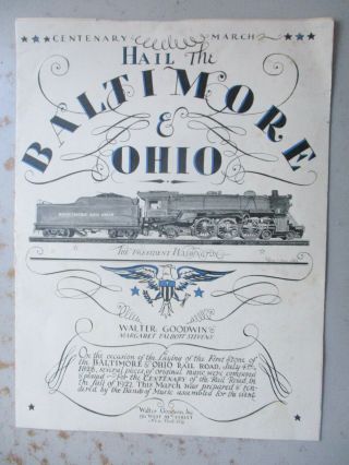 Hail The Baltimore & Ohio (railroad) - Centenary March,  1927 Sheet Music