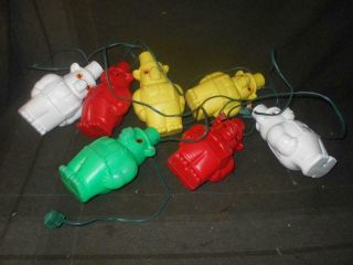 Vintage Retro Noma Owl Party Lites String 7 Camping Rv Patio Blow Mold Lights