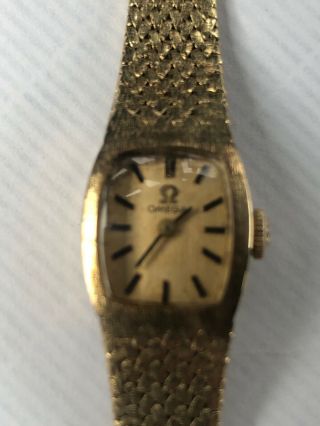 Vintage Ladies 14k Omega Watch With A 17 Jewel 485 Movement Marked 14k On Case