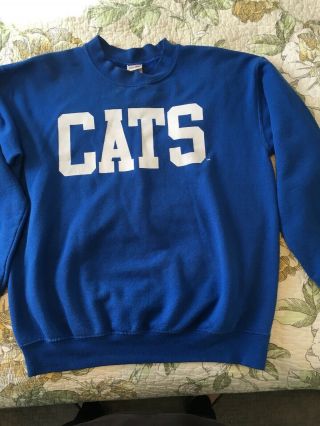 Vintage University Of Kentucky Cats Blue Sweatshirt Medium Basketball
