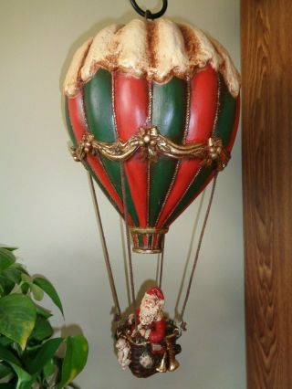 Vintage Hanging Santa In Hot Air Balloon Decoration Large 23 Inches