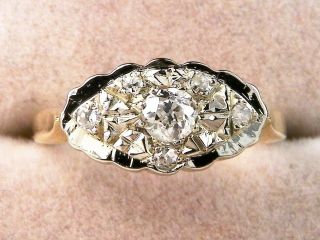 14k Yellow Gold Diamond -.  22 Tcw Band Fine Antique Style Pinkie Ring - Size 3.  5