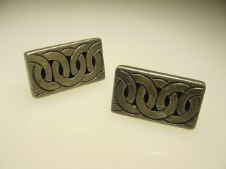 Vintage Hand Made Sterling Mid Century Mexican Silver Victoria Cufflinks