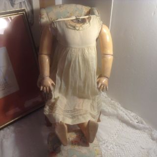 Great 22 - 1/2 " Antique Ball Jointed Doll Body With Lace Trim Bloomers & Slip