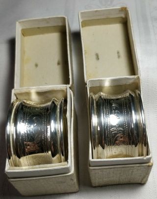 Edwardian Sterling Silver Napkin Rings Boxed Hallmark Chester 1912 Essp