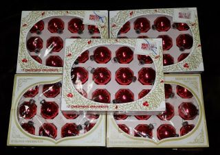 60 Vintage Shiny Brite Red Ball Christmas Ornaments 5 Boxes