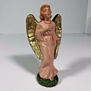 Vintage Chalkware Nativity Angel 5 " Tall Made In Italy Vintage Christmas