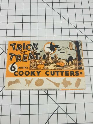 Vintage Halloween Trick Or Treat Cooky (cookie) Cutters Metal Set Of 6