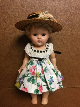 Vintage Vogue 7.  5 " Ginny Doll In Vogue Tagged Floral Dress