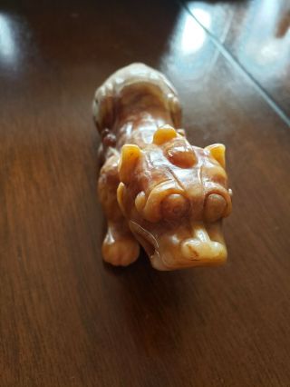 Old Chinese Jade Dragon With Calcification On Hind Legs And Tail.