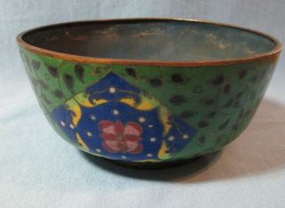 Vintage Oriental Chinese Cloisonne Bowl Cobalt Blue Design
