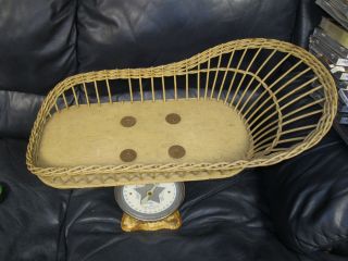Antique Vintage Baby Scale Nursery Wicker Basket Baby 26 X 14in