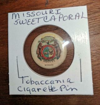 Sweet Caporal Cigarette Advertising Pin Missouri State Seal Coat Arms