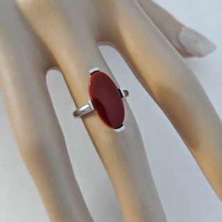 Vintage Sarah Coventry Silver Tone Burgundy Red Lucite Cocktail Ring Org Box S 6