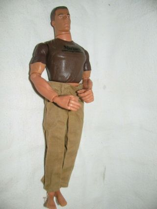 Vintage 1996 Hasbro Marines Gi Joe Doll Brown Hair,  Eyes And Brown Marines Shirt