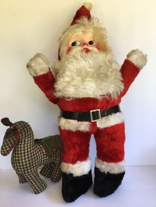 Vintage Stuffed Santa Claus And Stuffed Horse